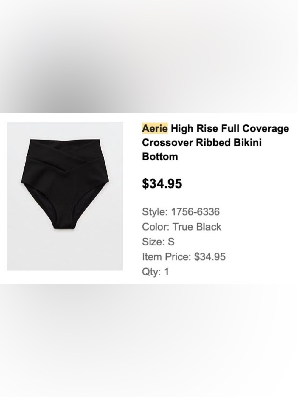 aerie High-Rise Crossover Ribbed Bottom - Black